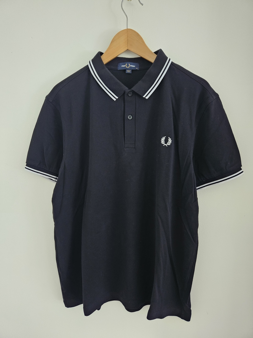 Fred Perry Polo Shirt Mens Extra Large Black Twin Tipped